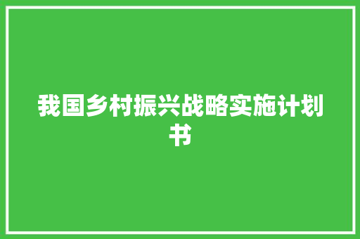 我国乡村振兴战略实施计划书