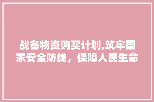 战备物资购买计划,筑牢国家安全防线，保障人民生命财产安全