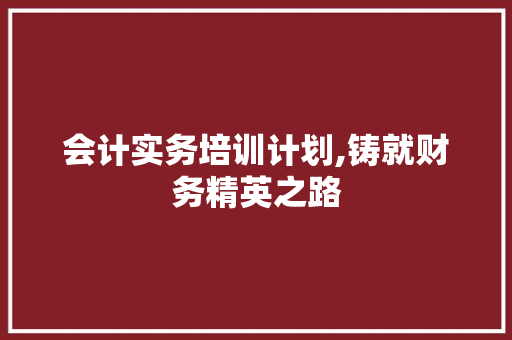 会计实务培训计划,铸就财务精英之路