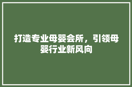 打造专业母婴会所，引领母婴行业新风向