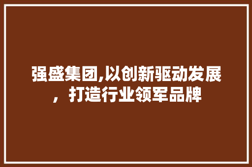 强盛集团,以创新驱动发展，打造行业领军品牌