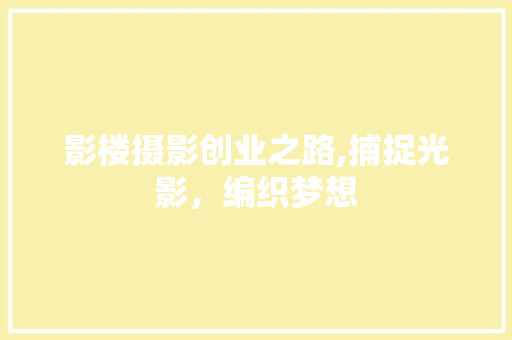 影楼摄影创业之路,捕捉光影，编织梦想