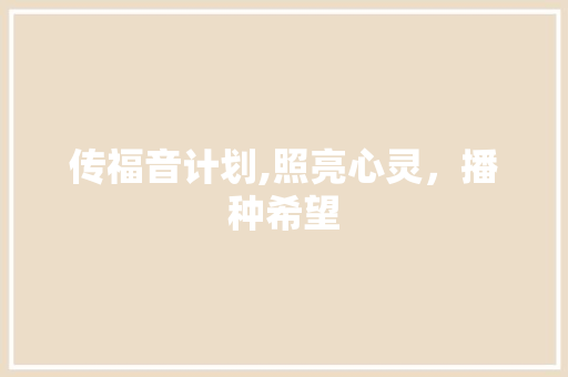 传福音计划,照亮心灵，播种希望