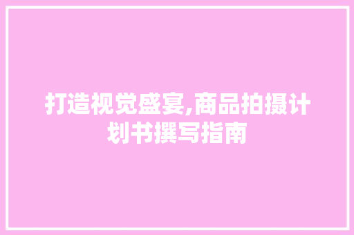打造视觉盛宴,商品拍摄计划书撰写指南