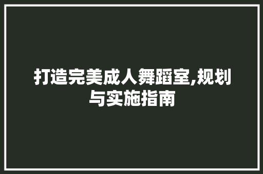 打造完美成人舞蹈室,规划与实施指南