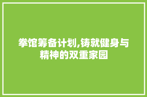 拳馆筹备计划,铸就健身与精神的双重家园 工作计划