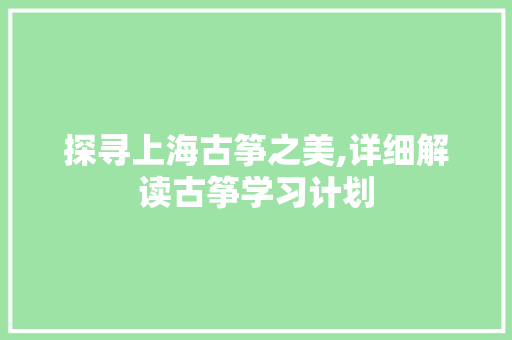 探寻上海古筝之美,详细解读古筝学习计划