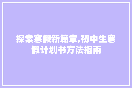 探索寒假新篇章,初中生寒假计划书方法指南