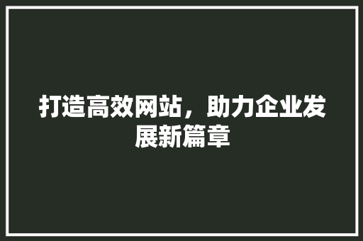 打造高效网站，助力企业发展新篇章