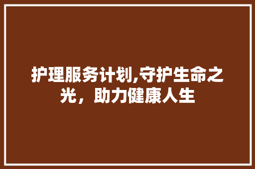 护理服务计划,守护生命之光，助力健康人生