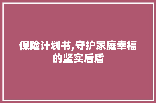 保险计划书,守护家庭幸福的坚实后盾