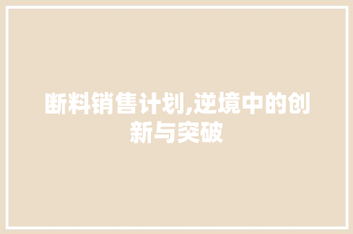 断料销售计划,逆境中的创新与突破