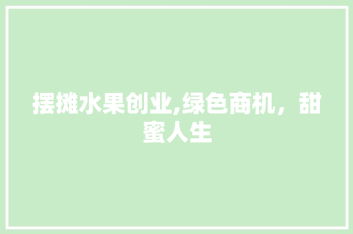 摆摊水果创业,绿色商机，甜蜜人生