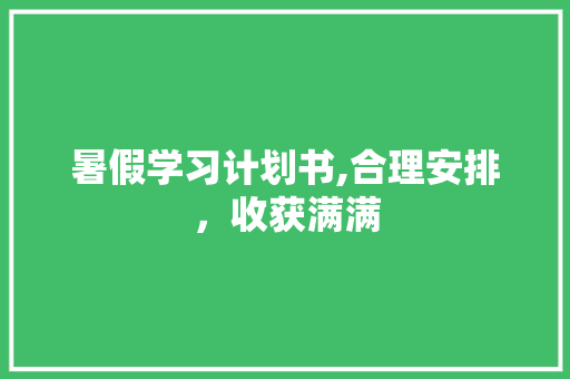 暑假学习计划书,合理安排，收获满满