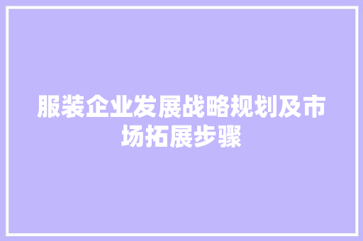 服装企业发展战略规划及市场拓展步骤 个人简历