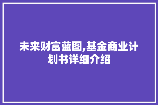 未来财富蓝图,基金商业计划书详细介绍