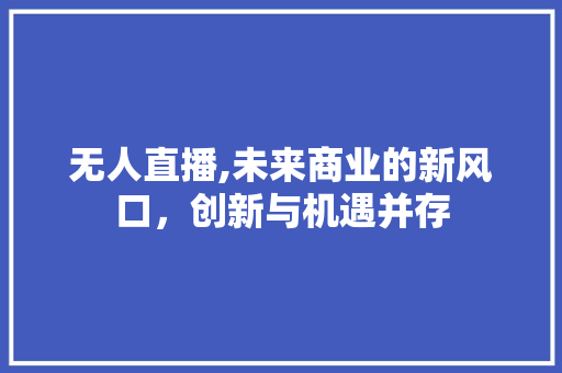 无人直播,未来商业的新风口，创新与机遇并存 演讲稿