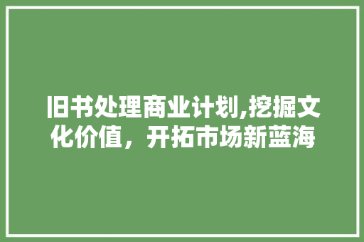 旧书处理商业计划,挖掘文化价值，开拓市场新蓝海