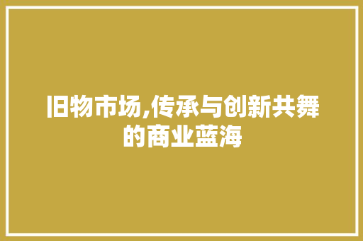 旧物市场,传承与创新共舞的商业蓝海 诗词鉴赏