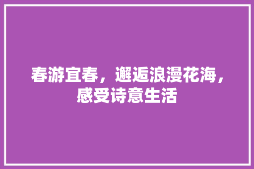 春游宜春，邂逅浪漫花海，感受诗意生活 个人简历