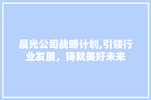 晨光公司战略计划,引领行业发展，铸就美好未来