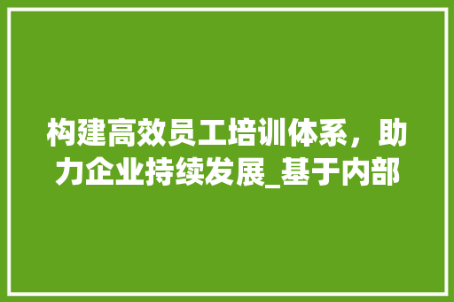 构建高效员工培训体系，助力企业持续发展_基于内部培训计划的讨论