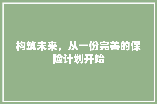 构筑未来，从一份完善的保险计划开始