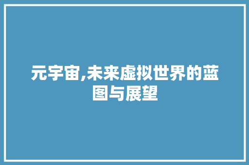 元宇宙,未来虚拟世界的蓝图与展望