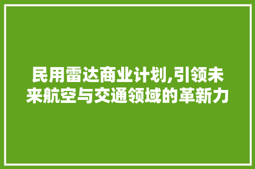 民用雷达商业计划,引领未来航空与交通领域的革新力量