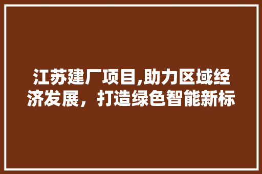 江苏建厂项目,助力区域经济发展，打造绿色智能新标杆 工作总结