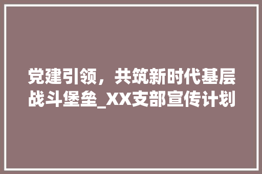 党建引领，共筑新时代基层战斗堡垒_XX支部宣传计划解读 个人简历