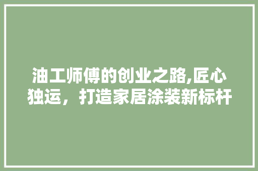 油工师傅的创业之路,匠心独运，打造家居涂装新标杆
