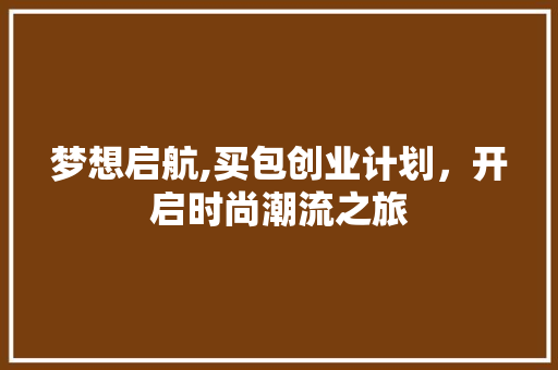 梦想启航,买包创业计划，开启时尚潮流之旅