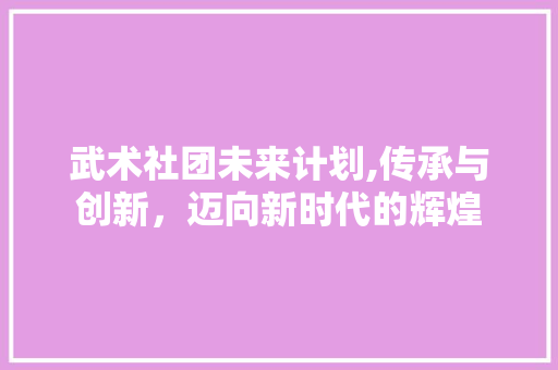 武术社团未来计划,传承与创新，迈向新时代的辉煌