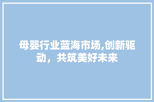 母婴行业蓝海市场,创新驱动，共筑美好未来