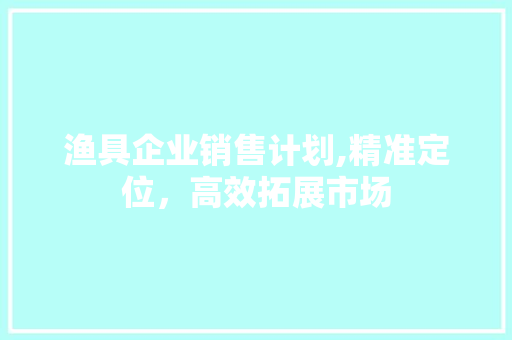 渔具企业销售计划,精准定位，高效拓展市场