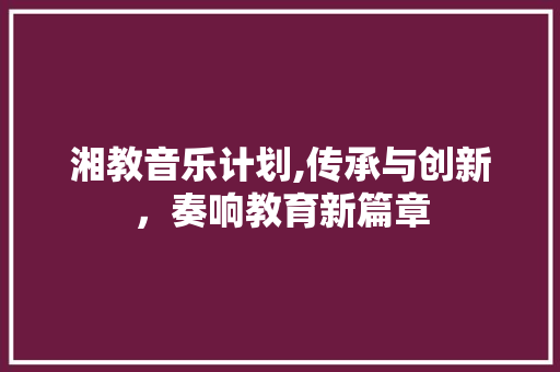 湘教音乐计划,传承与创新，奏响教育新篇章 工作总结