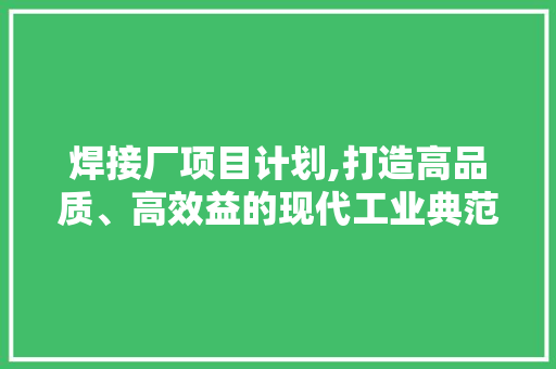 焊接厂项目计划,打造高品质、高效益的现代工业典范