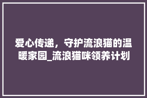 爱心传递，守护流浪猫的温暖家园_流浪猫咪领养计划