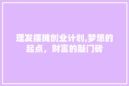 理发摆摊创业计划,梦想的起点，财富的敲门砖