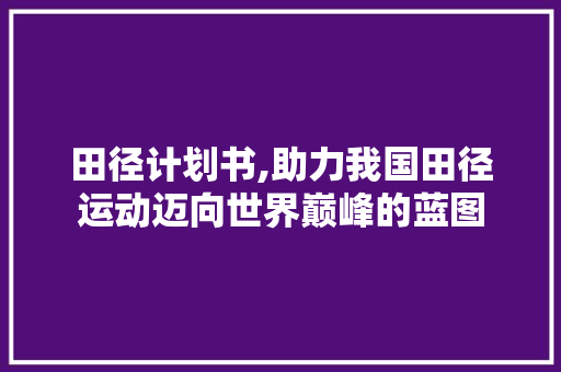 田径计划书,助力我国田径运动迈向世界巅峰的蓝图