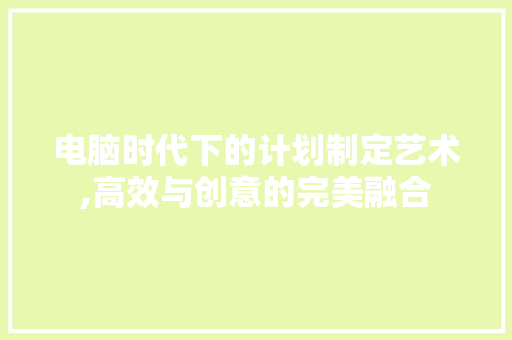 电脑时代下的计划制定艺术,高效与创意的完美融合 演讲稿