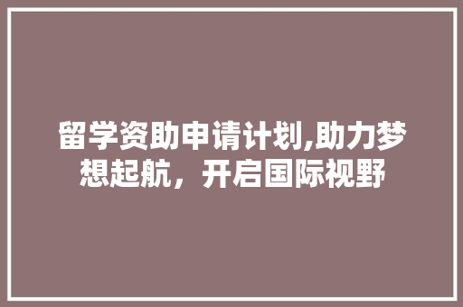 留学资助申请计划,助力梦想起航，开启国际视野