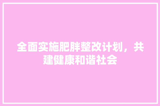 全面实施肥胖整改计划，共建健康和谐社会