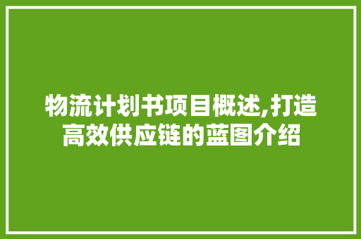 物流计划书项目概述,打造高效供应链的蓝图介绍