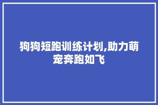 狗狗短跑训练计划,助力萌宠奔跑如飞