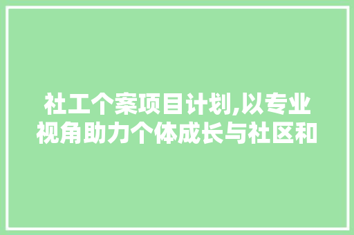社工个案项目计划,以专业视角助力个体成长与社区和谐 名人名言