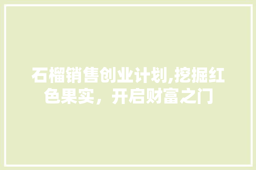 石榴销售创业计划,挖掘红色果实，开启财富之门