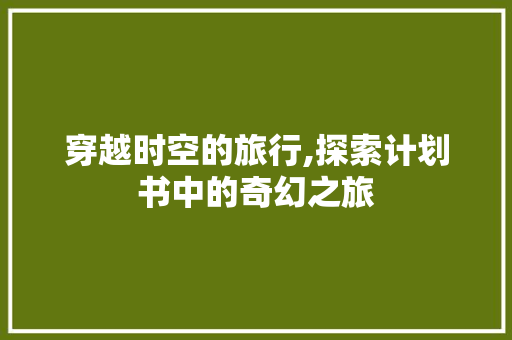 穿越时空的旅行,探索计划书中的奇幻之旅