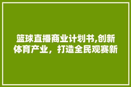篮球直播商业计划书,创新体育产业，打造全民观赛新体验